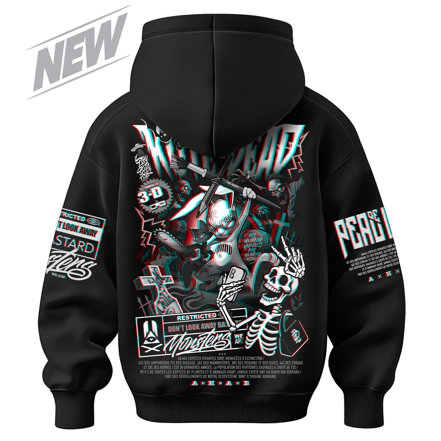 HOODIE OVERSIZE MONSTERS /KUTE OF THE DEAD/ 3D