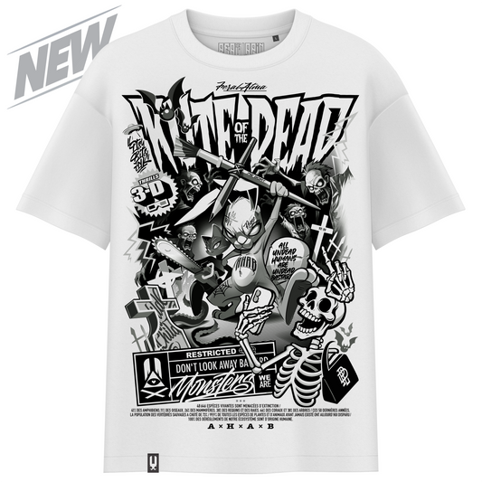 T-SHIRT OVERSIZE MONSTERS /KUTE OF THE DEAD/ BLANC
