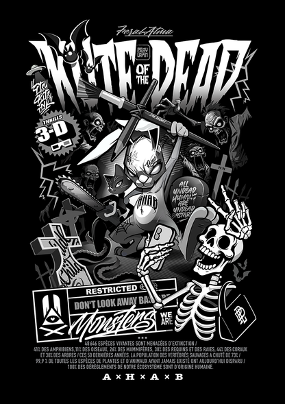 T-SHIRT OVERSIZE MONSTERS /KUTE OF THE DEAD/ NOIR
