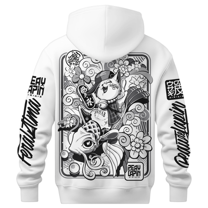 Organic hoodie "White Manekip'Hop" - ETHIK LABEL 